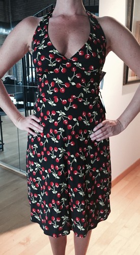 Vestido pinup azul y cerezas rojas - Gothic-Zone