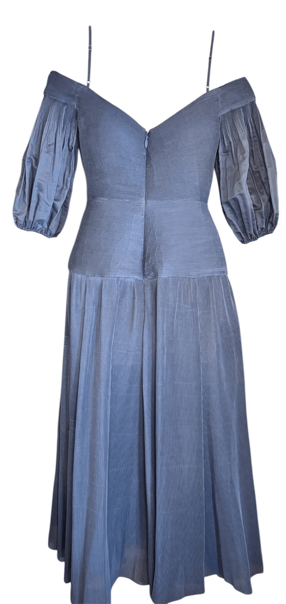 ZIMMERMANN off-shoulder pleated midi dress in Navy Blue NWOT Size 0 | eBay