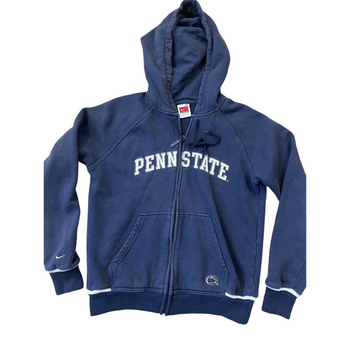 Y2K Nike Penn State Zip Up Hoodie Sweatshirt Womens Medium Blue