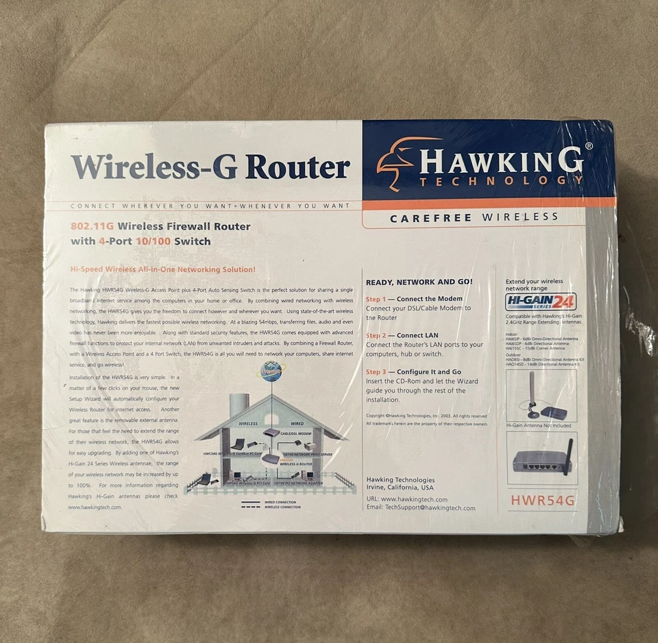Hawking Technology Wireless-G Router HWR54G - USED IN ORIGINAL BOX - Powers Up - Image 3 of 4