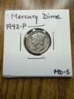 1942 Mercury Dime 10¢ Philadelphia Mint 90% Silver Winged Cap 1942-P (# MD-5)