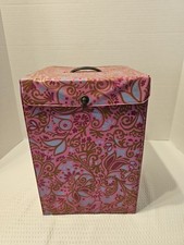 Vintage 1960's Wig  Head Storage Case Box Pink Vinyl Paisley- ECU  