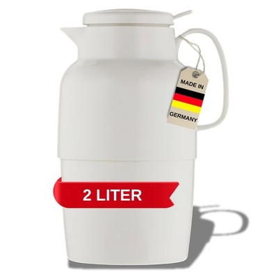 Mondo Push Thermoskanne Weiß 2 L  6h heiß  Hält Getränke warm & kalt   Einhan...
