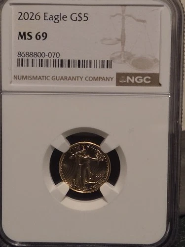 U.S. Mint American Eagle $5 Gold Coin 2026 NGC MS 69 8688800-070