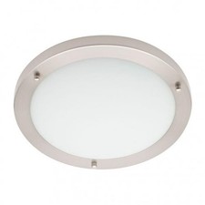 Litecraft Mari Flush Mount Large Bathroom IP44 Ceiling Light - Satin Nickel     