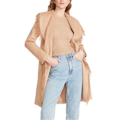 NWT BB Dakota by Steve Madden Fringe Off Coat Camel Tan Size XS