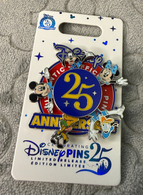 Disney Pin - 25th Pin Trading Spinner Disneyworld USA Mickey Minnie Donald Goofy