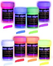 neon nights 2-IN-1 Glow In The Dark Acrylic Paint Set Glows in the Dark under