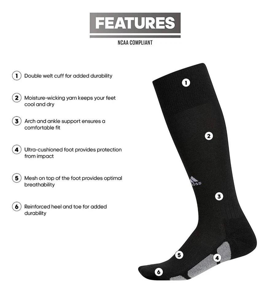 Adidas Icon OTC Calcetines de Béisbol/Softbol Negro y Azul Zapato Juvenil Talla 9C-1Y (XS) Foto 2 de 4