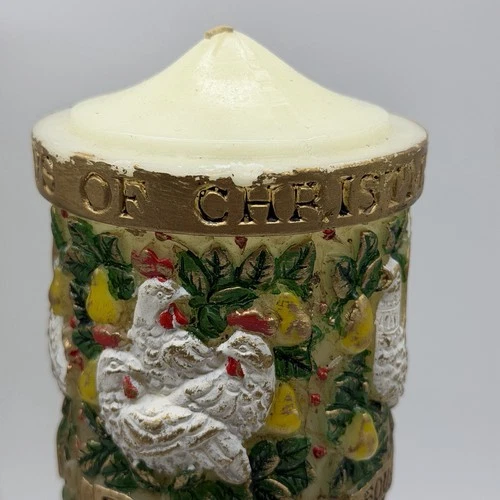 Large Candle 12 Twelve Days of Christmas Vintage Cottagecore Partridge Birds image 11