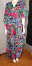 Vintage Hilo Hattie Tropical Floral Kaftan Caftan Muumuu Cotton Hawaii Mrs Roper