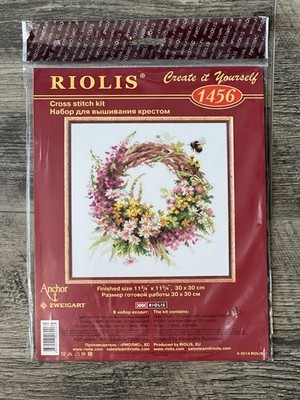 RIOLIS cross stitch kit Wreath with Fireweed #1456 New Sealed 11.75 X 11.75 2014