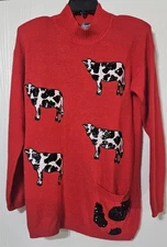 Vintage Marisa Christina Wool and Angora Blend Cow Sweater Women’s Size Small