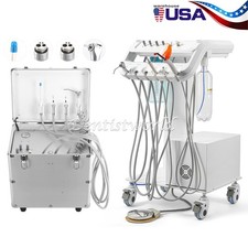 Portable Dental Mobile Delivery Unit Suction Syringe System Air Compressor 4Hole