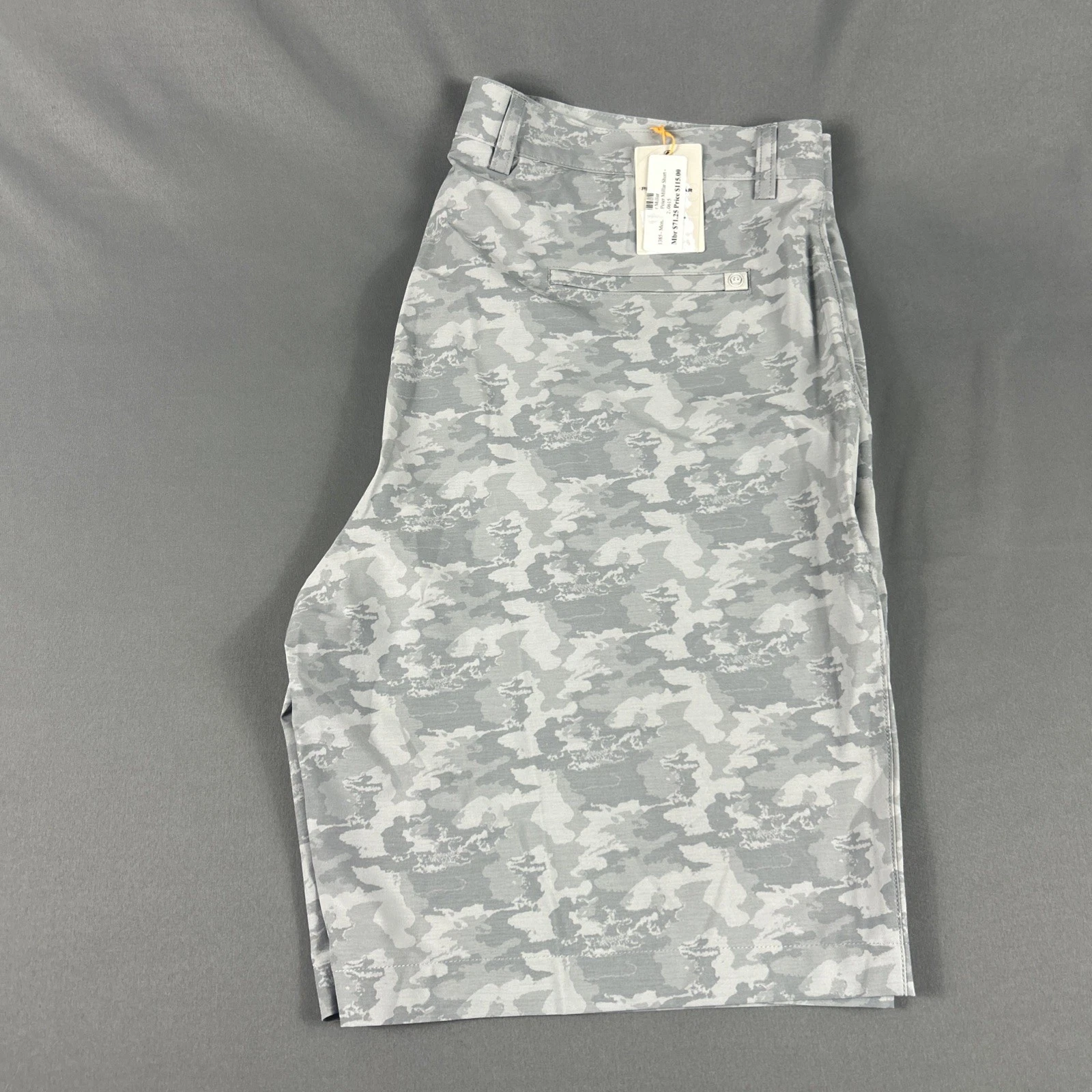 Peter Millar Golf Shorts Crown Sport Pocket Logo Camo 40 x 10 Gray NWT MSRP $100