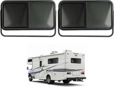 42" W X 22" H RV Window W/Trim for 1.5" Wall and Net Screen Horizontal Sliding