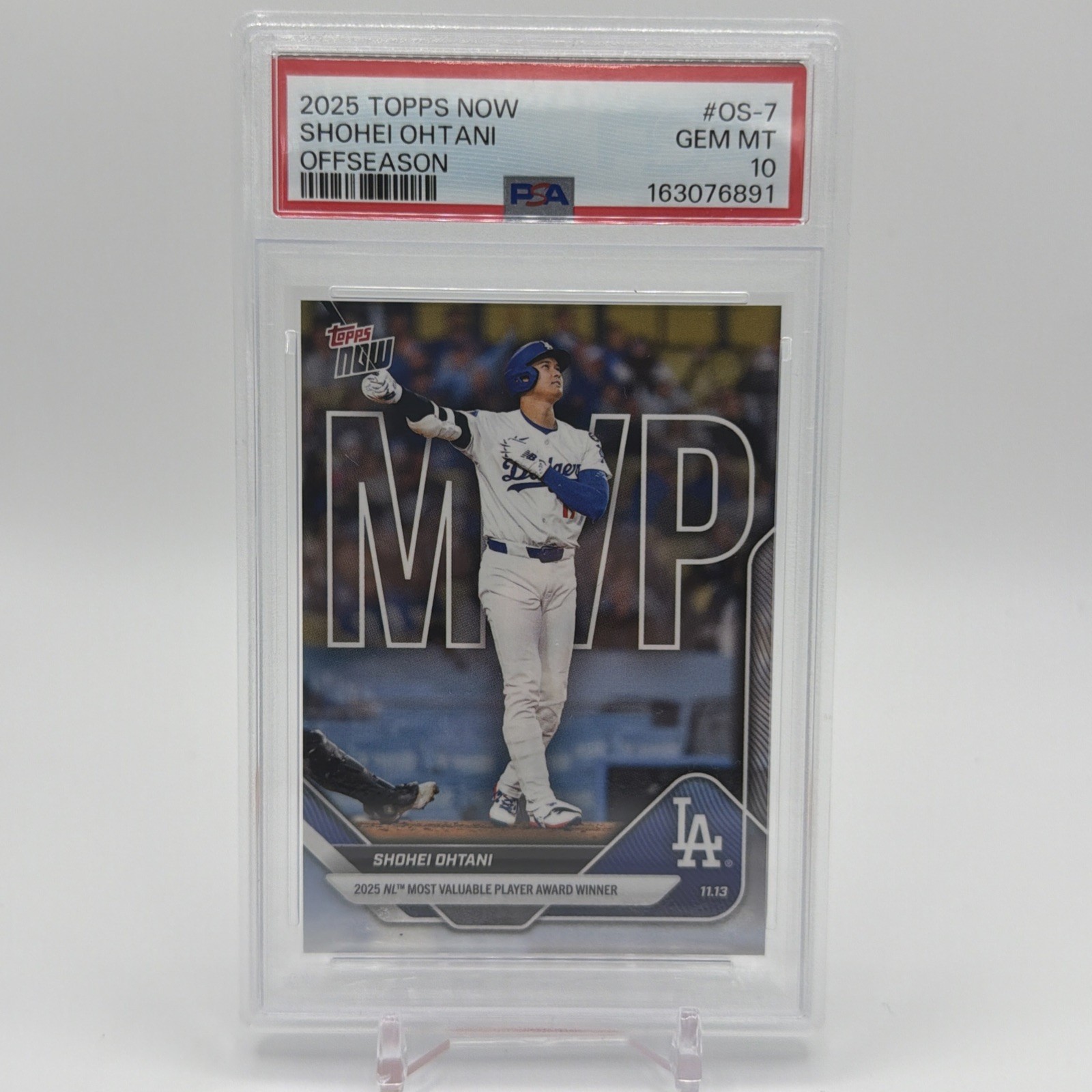 2025 Topps Now Offseason Shohei Ohtani 2025 MVP PSA 10 Gem Mint #OS7 LA Dodgers view 3