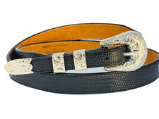 Vogt Fully Hand Engraved Sterling Silver .925 Ranger Belt Buckle Set 40 Lizard