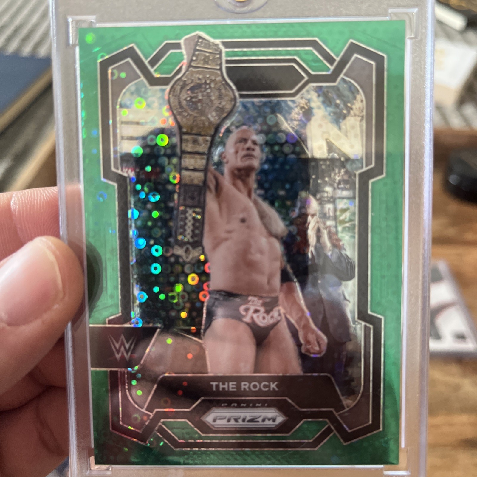 2024 Panini Prizm WWE - The Rock #193 Green under Card Prizm /49