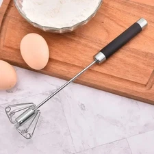 Semi-Automatic Egg Beater Stainless Steel Manual Whisk Rotating Mixer for Milk