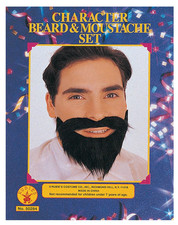 RUBIE'S SELF ADHESIVE BLACK MUSTACHE  BEARD HALLOWEEN COSTUME ACCESSORY 50284-3