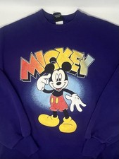 Vintage 90s Disney Mickey Mouse Big Graphic Purple Crewneck Sweatshirt L