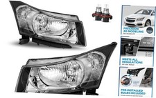 Headlights Assembly W/Bulbs OE Replacement Black  With High  Low Beam Bulbs