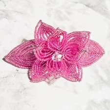 Handmade French Beaded Floral Alli Hair Clip - Sparkle Collection
