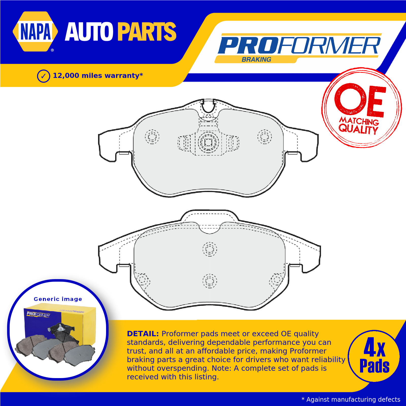 Brake Pads Set fits VAUXHALL ZAFIRA B 2.0 Front 06 to 14 Proformer Quality
