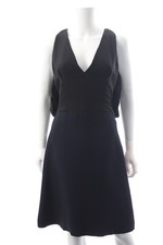 Prada Draped Back Sleeveless Crepe Dress / Navy, Black, Brown