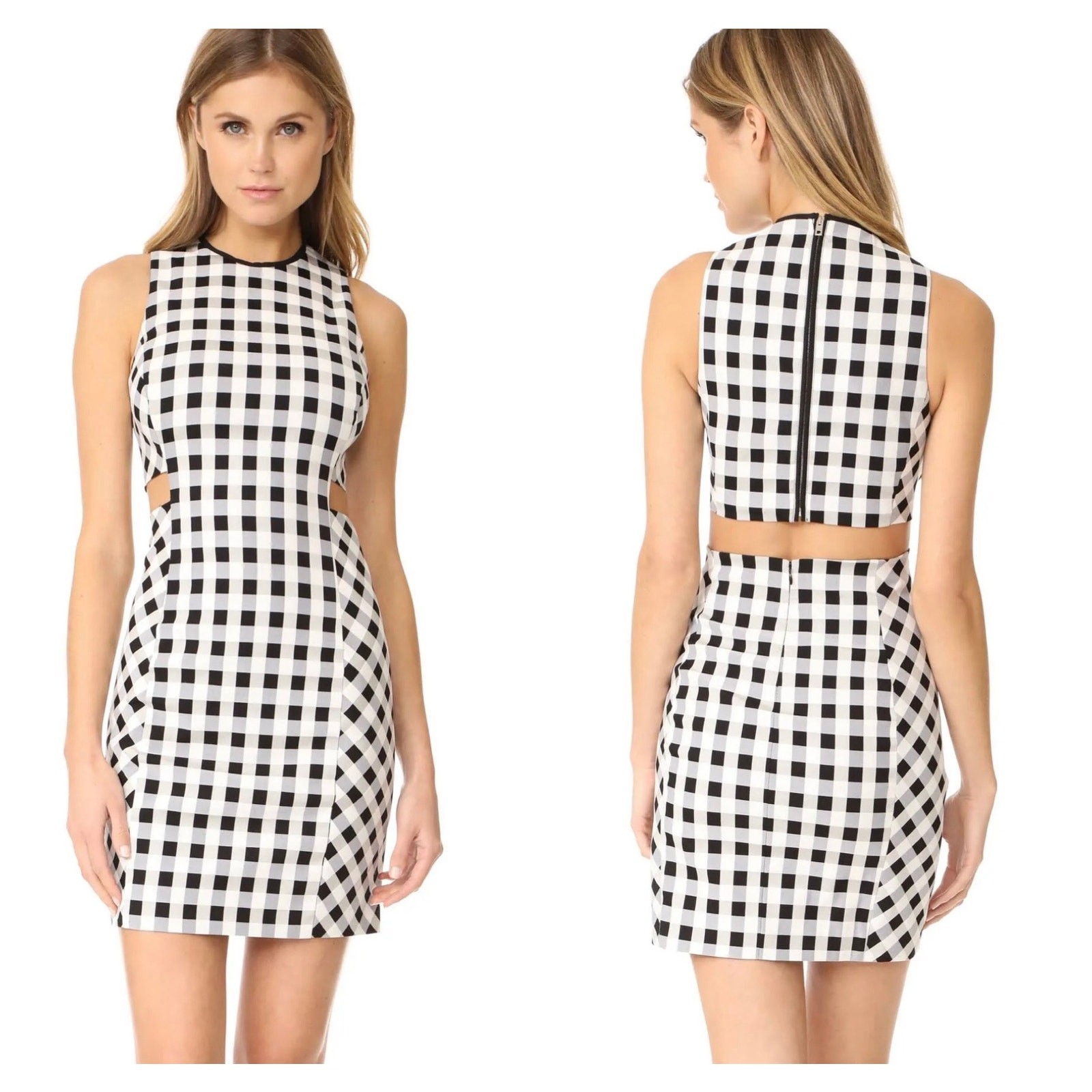NWT $550 Rag & Bone Tahoe Check Gingham Cut Out Mini Shift Dress Womens Size 2