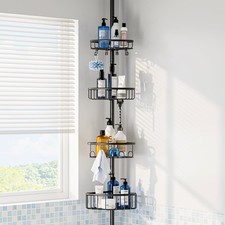 Corner Shower Caddy Tension Pole: Stainless Steel Rustproof 4-Tier Shower Org...
