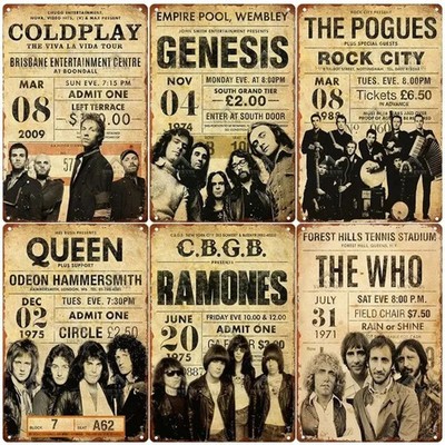 Vintage Rock Music Concert Poster Tin Metal Signs Home Décor 8x12