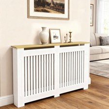 S/M/L Radiator Cover Slatted Design Heater Cover Cabinet with Top Storage Shelf