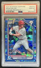 2024 Bowman Sapphire Aidan Miller Chrome 1st Prospect #BCP-27 Phillies PSA 10