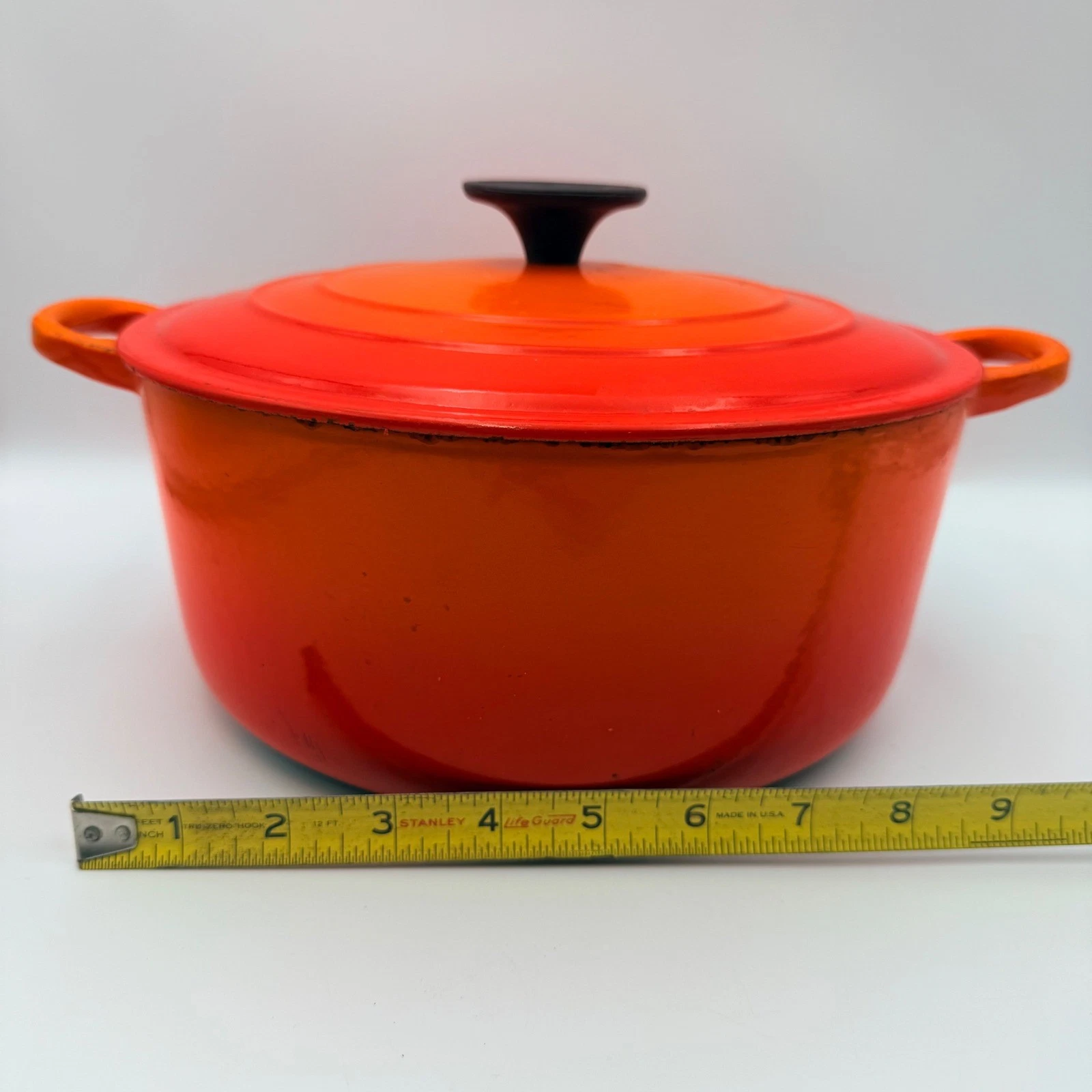 Le Creuset Vintage Flame Orange Enameled Cast Iron Round Dutch Oven Size E