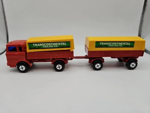 Lesney Matchbox Mercedes Benz Truck + Trailer Red Transcontinental TP-1 MB1-9