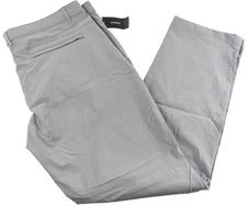 Alfani Mens Tech Pants New 38 x 32 Gray Flat Front Slash Pockets Straight