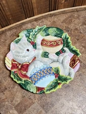 Vtg Fitz And Floyd "Kristmas Kitty" Canape Plate 9" Diameter Pre Owned Good Con.