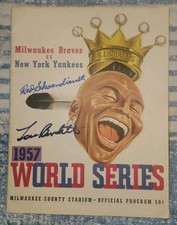 Red Schoendienst & Lou Burdette Signed Autograph 1957 World Series Program
