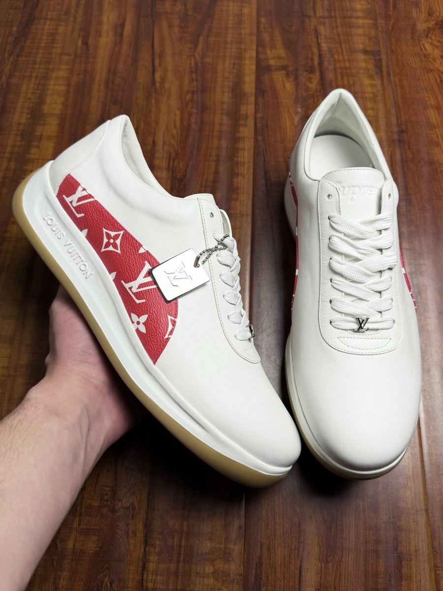 Louis Vuitton スニーカー #5L ホワイト Louis Vuitton Supreme Sport Trainer White Red Mens Sneakers - Size