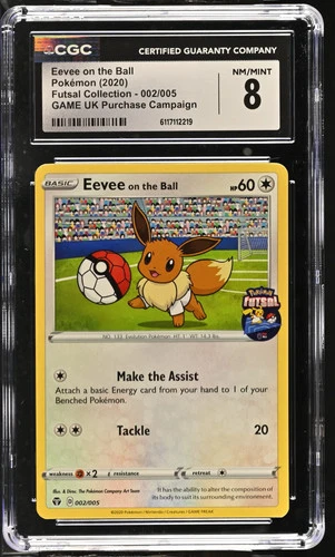2020 Pokemon Futsal Collection Eevee on the Ball GAME UK 002/005 CGC 8 #002/005