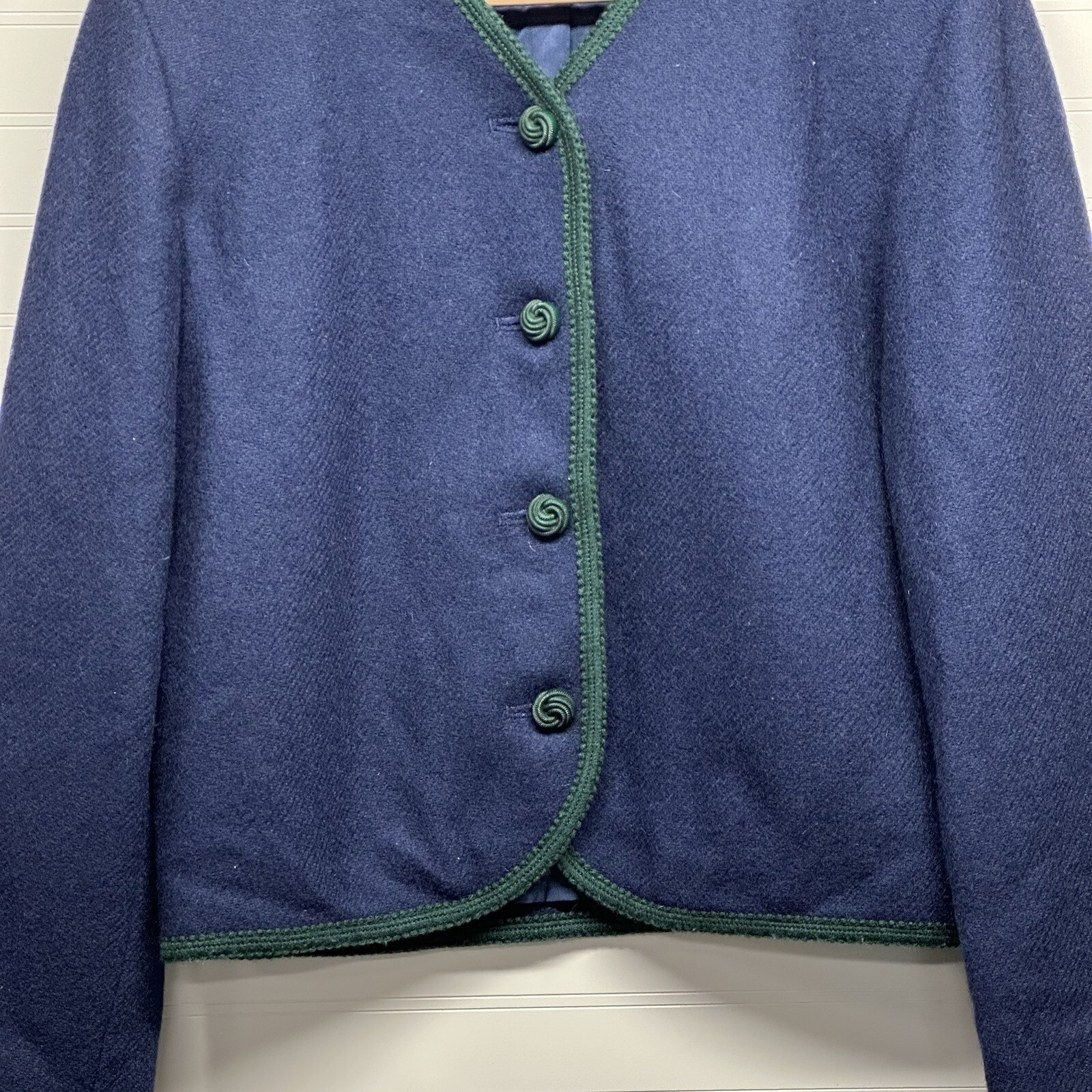 Pendleton Wool Blazer Jacket Navy Blue Green Trim… - image 6