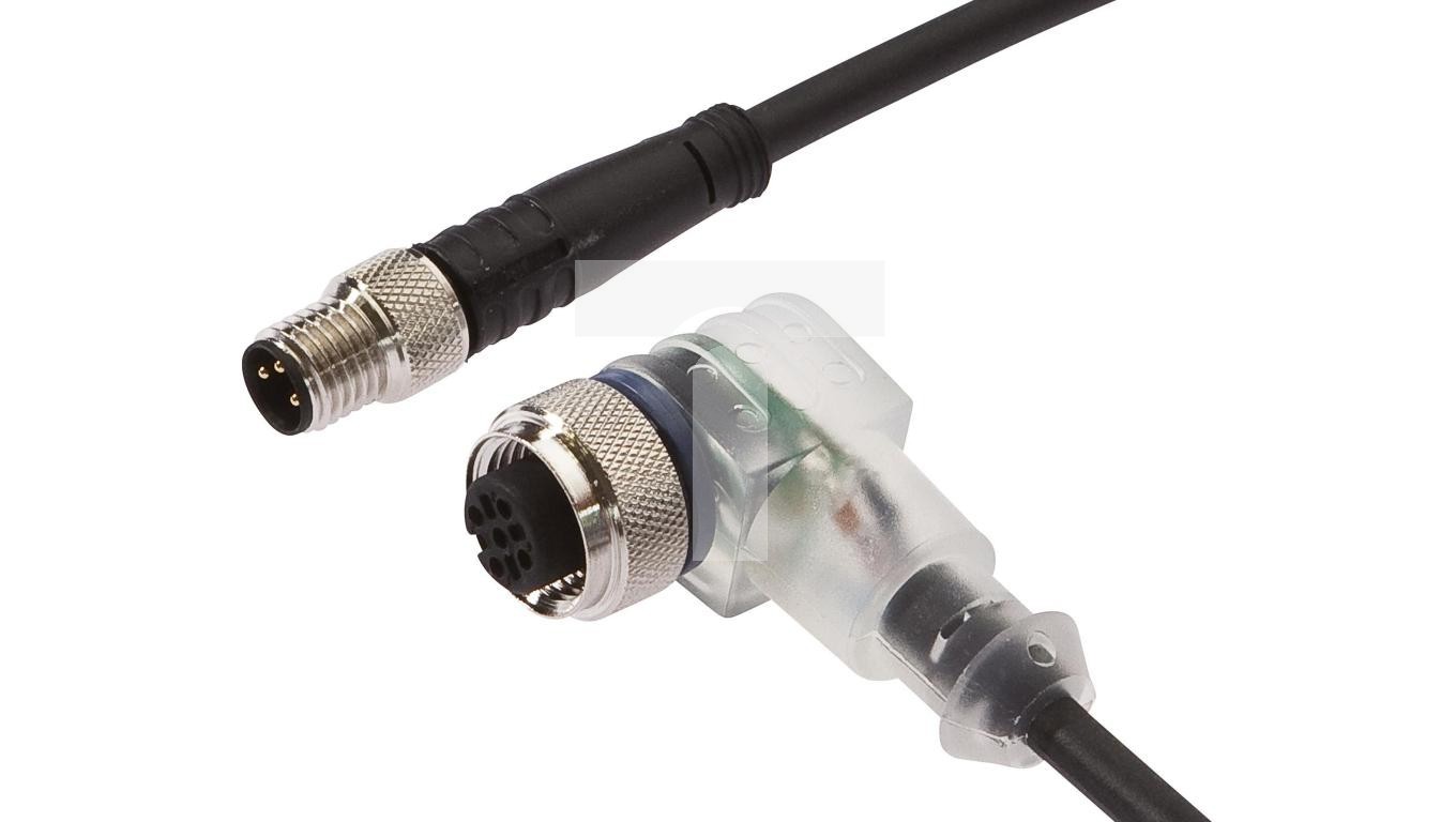 1m connection cable M12 female 3-pin square, M8 VK100F62