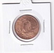 UK GREAT BRITAIN: 1966 HALF PENNY QUEEN ELIZABETH II A/UNC / UNC? COIN #2984