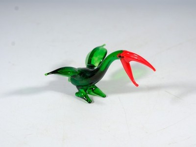 Vintage Lampwork Kunst Glas grüner Vogel Figur