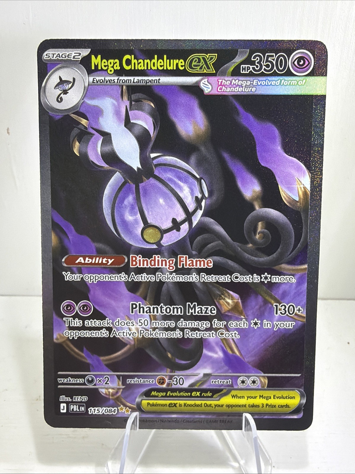 Mega Chandelure ex 115/084 Me05: Pitch Black Holo SIR NM