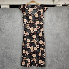 BCBGMAXAZRIA Black Floral Print Cap Sleeve Knee Length Dress Size Medium