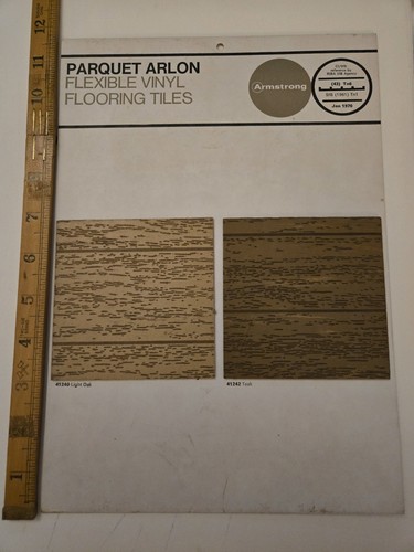 Vintage 1970 Armstrong Parquet Arlon Vinyl Flooring Tile Sample Board Oak & Teak - Picture 1 of 4