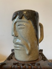 Vtg 1986 Studio Pottery FACE MUG Signed AH 8/1/86 Ugly Mug Tiki Bar Folk Art